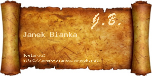 Janek Bianka névjegykártya